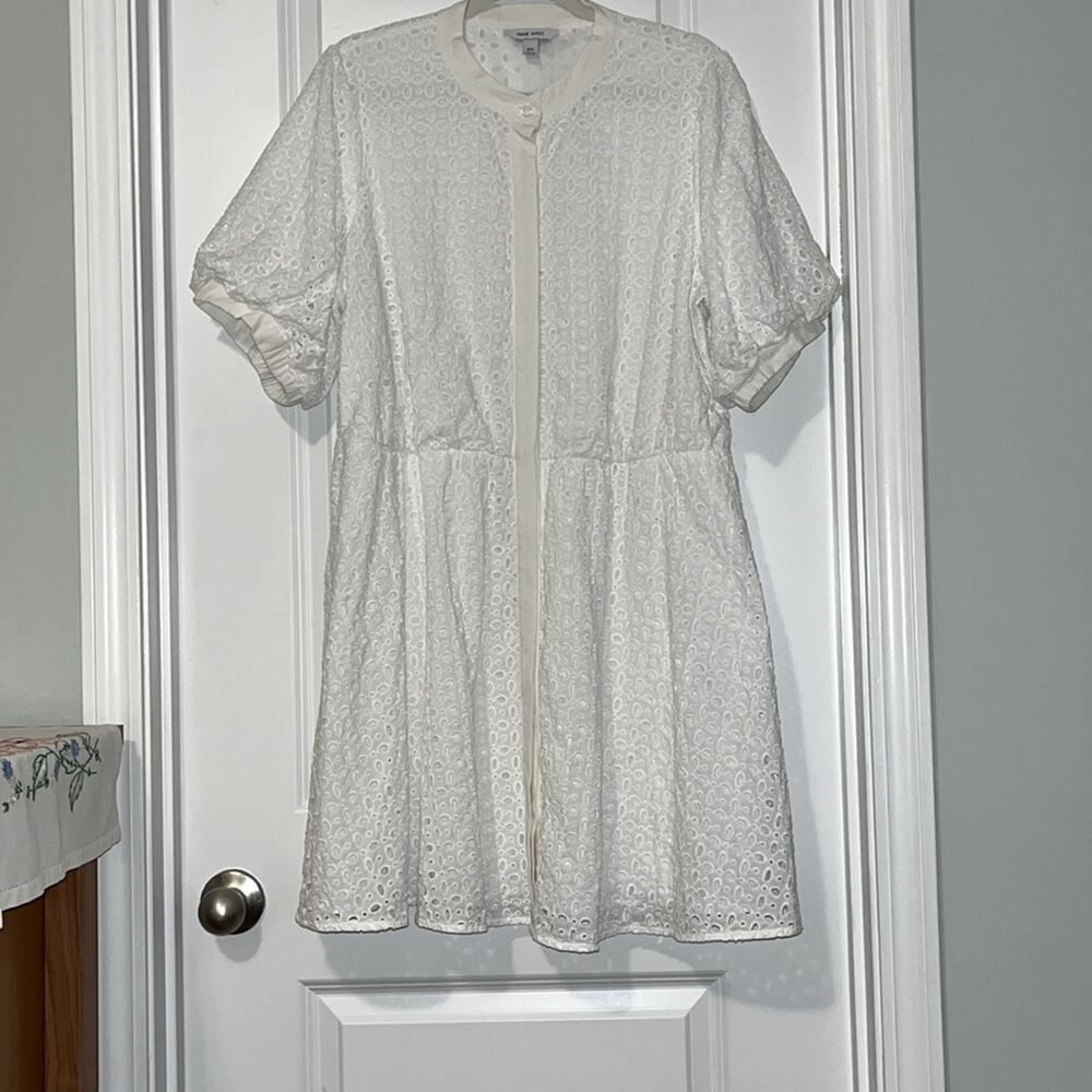 ⚡️ 3 for $30 ⚡️ Nine West White Puff Sleeve Eyelet Dress
